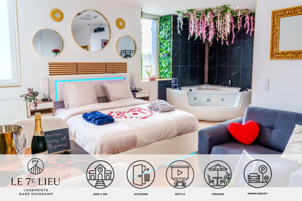 Ploumagoar Apartment | Appartement Romance Jacuzzi à 5min de la gare
