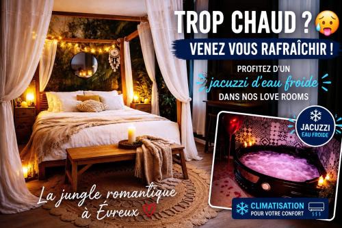 Evreux Apartment | L'Evasion romantique en Amazonie, SPA, 5 min centre ville, Écran cinéma, day use, Lit baldaquin