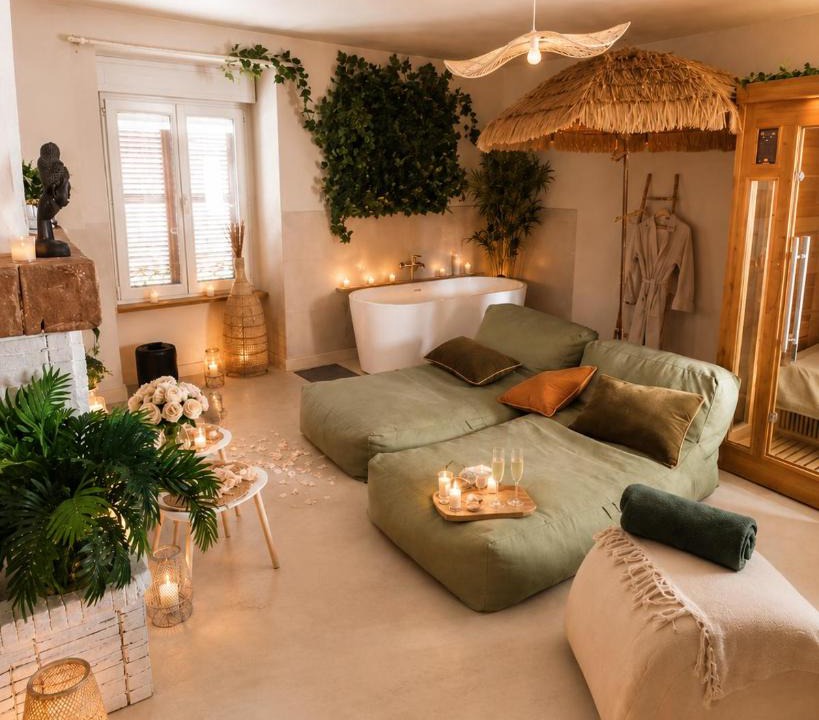 Cour-Cheverny Apartment | Suite Climatisé Bali SPA et sauna privé pour 2-Châteaux de la Loire