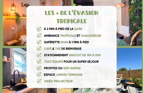 Saint-Brieuc Apartment | L'Évasion Tropicale, Queen Size, Jardin & Gare
