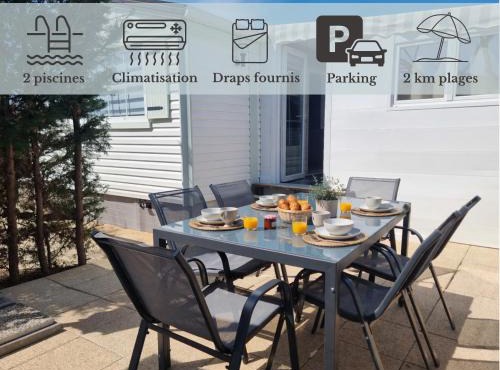 L'ISA - Bungalow CONFORT- CLIM - Wifi - Piscines - 2km Plages