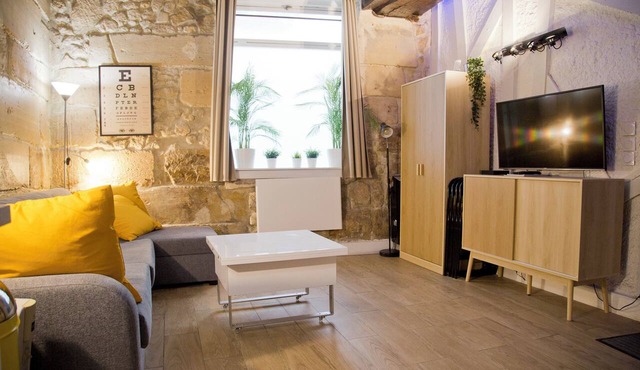 Newly Renovated Chic Studio with Exposed Stone and Beams