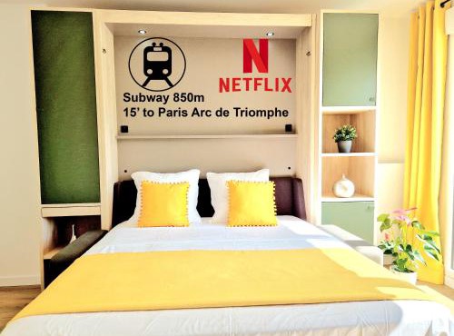 Stylish Stay Near Paris - 850m to Subway RER A - with floor fan T1-4P
