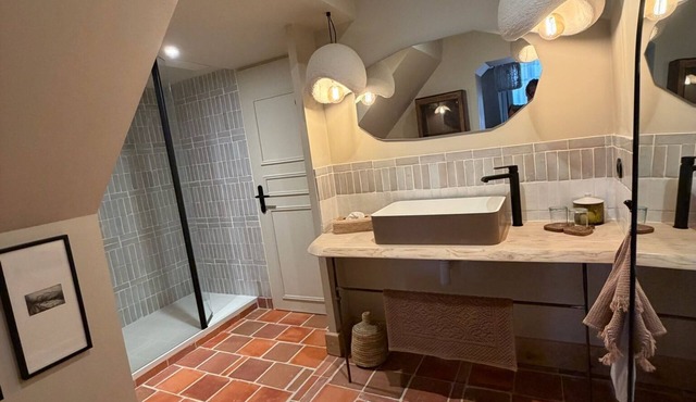 Top-of-the-range "Amber Brown" B&B room in Chinon town center